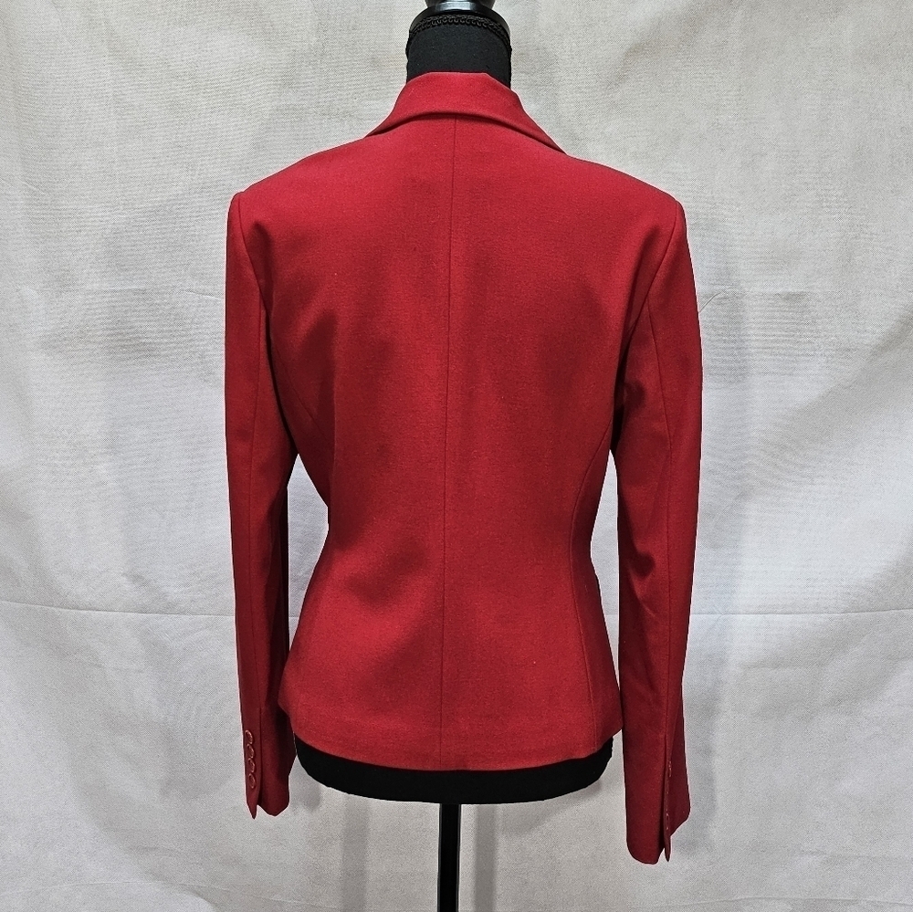BCBG Maxazria Red Princess Cut Blazer 62% Polyester 32% Rayon 5% Spandex Sz S - Picture 4 of 7